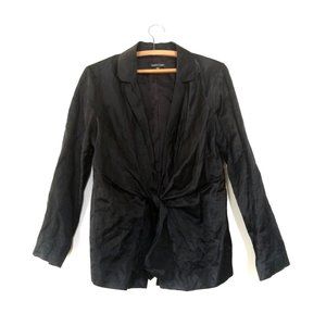 EILEEN FISHER | Steel Satin Tie Front Jacket Large